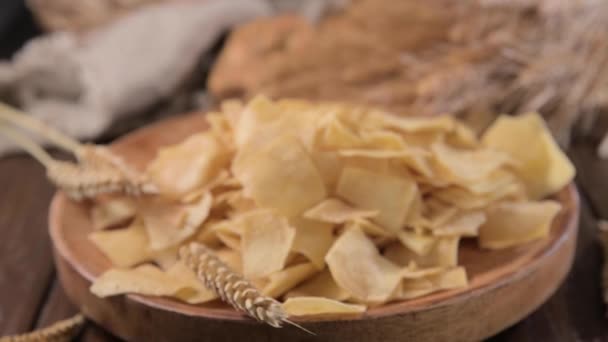 Bread Chips Typical Appetizer Aperitivo Dinner Southern Italy Sardinia Thin — Stock Video