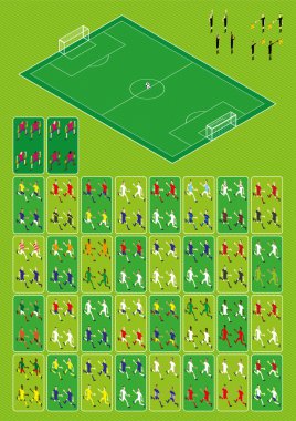 futbol-futbol izometrik infographics için ayarla.