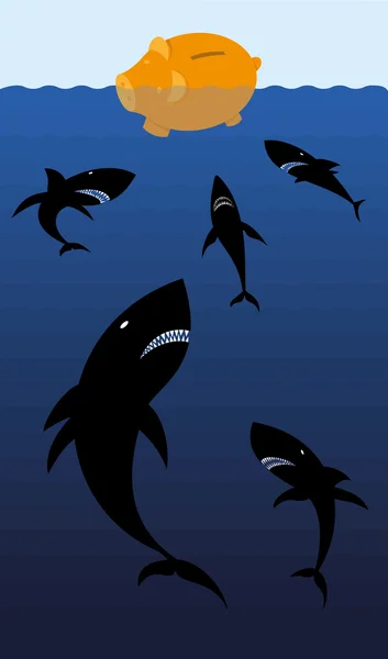 Финансовые акулы . — стоковый вектор