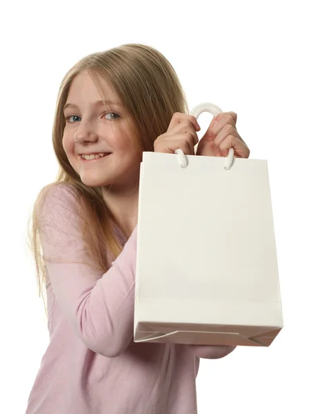 Pretty Girl Holding a Shopping Bag — Stock Photo, Image