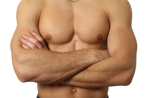 Muskulös manlig torso isolerad på vit — Stockfoto