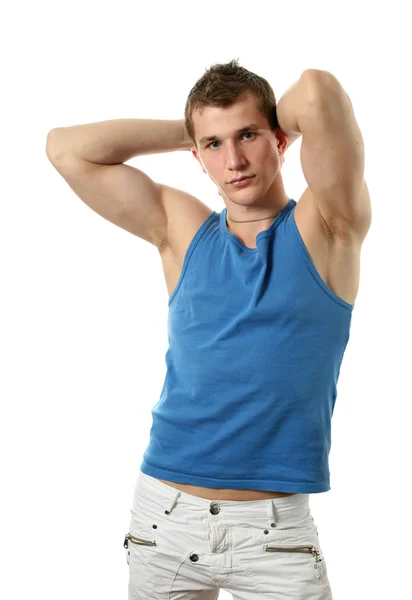 Young Man in Blue Stock Image