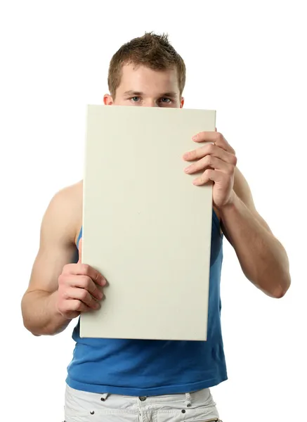 Young Man with Copy Space Billboard — Stock Photo, Image