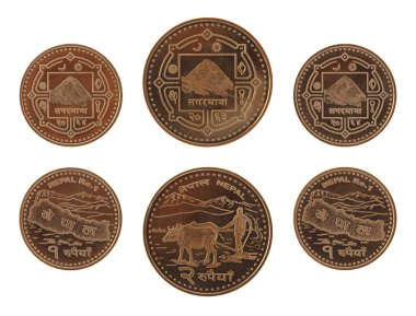 Nepal sikkeler üzerinde beyaz izole