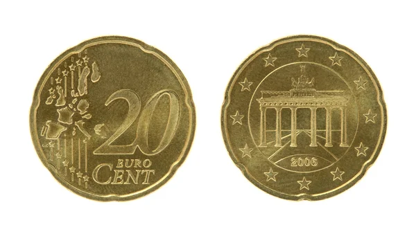 二十 eurocents 硬币 — 图库照片