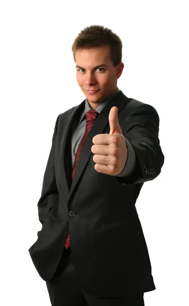 Young Businessmen Making His Thumb Up Stock Photo