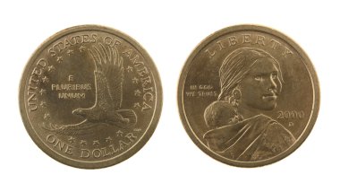 Bizi sacagawea dolar sikke üzerinde beyaz izole