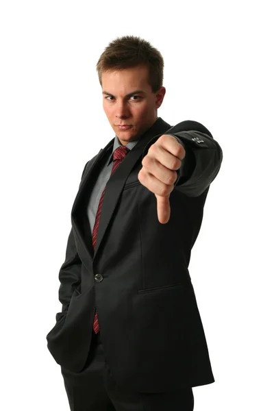 Young Businessmen Making His Thumb Down — Stock Photo, Image