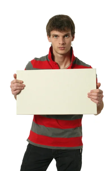 Young Sexy Man with Copy Space Blank Sign — Stock Photo, Image