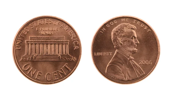 Oss en cent mynt isolerad på vit — Stockfoto