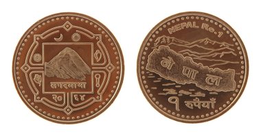 Nepal sikke üzerinde beyaz izole