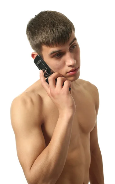 Sexig ung med en mobiltelefon — Stockfoto