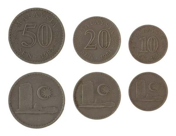 मलेशियाई सिक्के सफेद पर अलग — स्टॉक फ़ोटो, इमेज