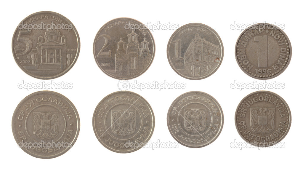 Old Yugoslav Coins Isolated on White