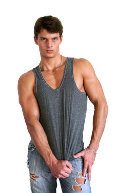 kaslı adam beyaz izole