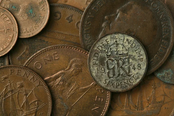 Antigua textura de monedas del Reino Unido — Foto de Stock