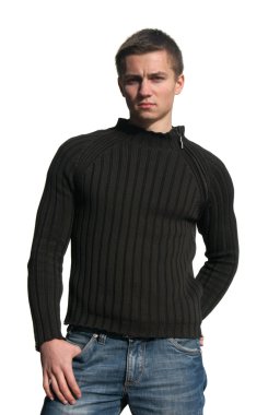 genç seksi bir adam üzerinde beyaz izole