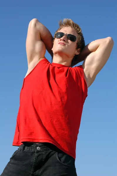 Young Man in Red — Stock Photo, Image