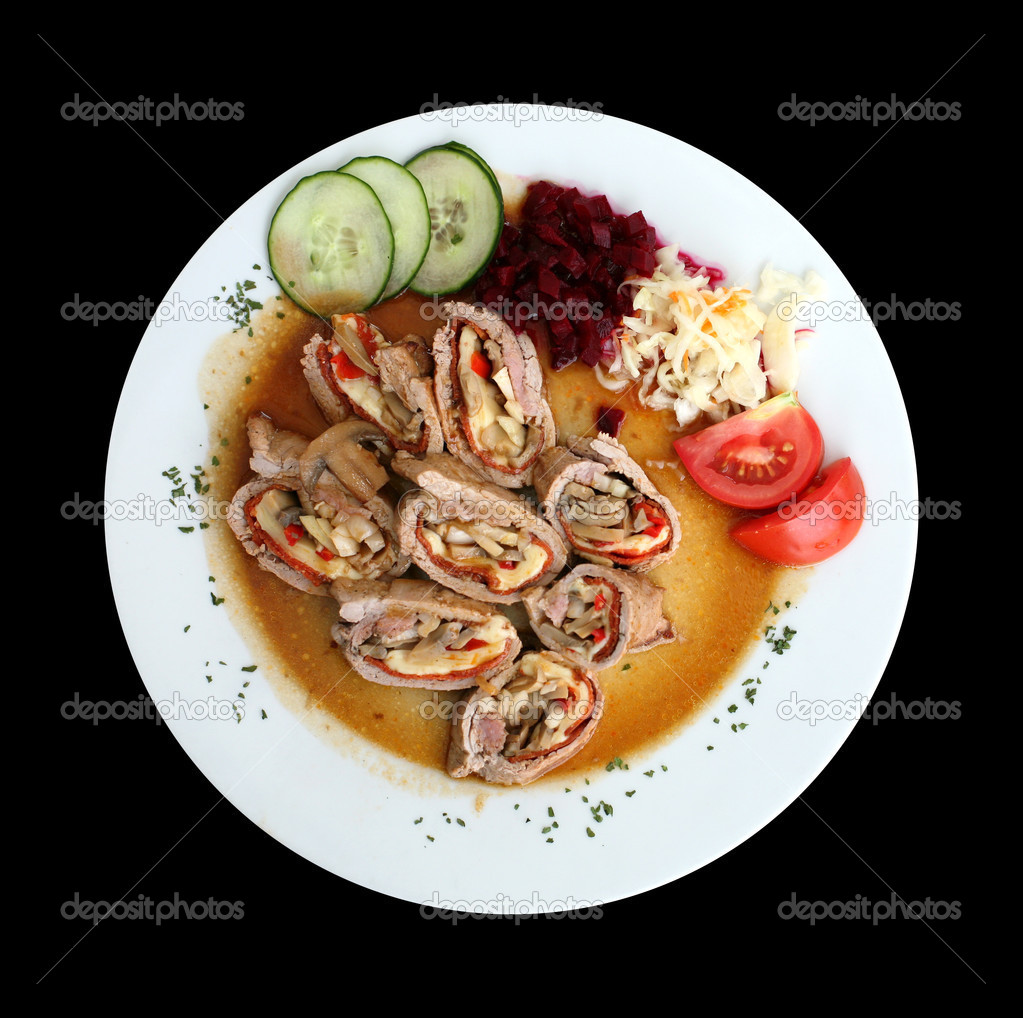 Meat Loafs with Champions Isolated on Black