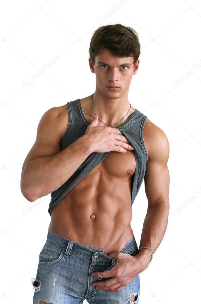 Young Muscular Man Showing His Abs