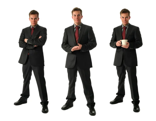 Tres jóvenes empresarios con taza de té — Foto de Stock