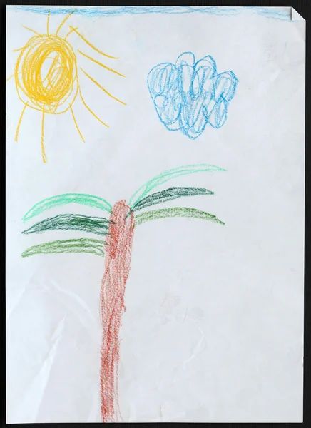 Palmboom. kind tekening. — Stockfoto