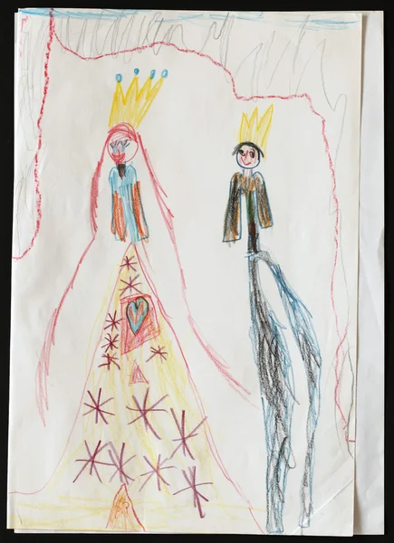 King and Queen. Child's Drawing. — Stock Photo, Image
