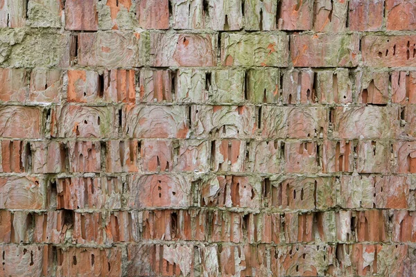 Dåligt Skadad Tegelvägg Bakgrundsstruktur Stockbild