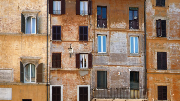 Brown facades in Rome, Italy