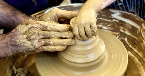 Ceramic potter hands — Stock Photo, Image