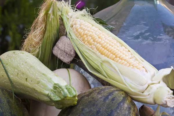 taze mısır koçanı ile diğer yeşillikleri aldı