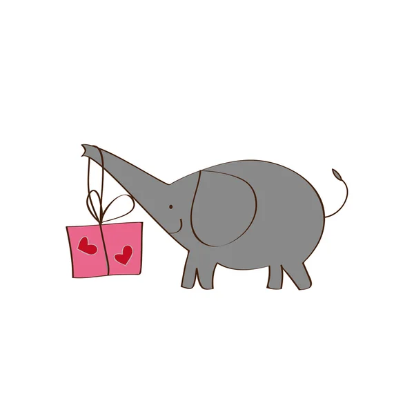 Slon a dárek — Stockový vektor