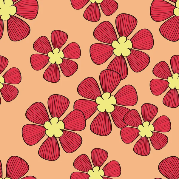 Modèle de fleur rouge sans couture — Image vectorielle