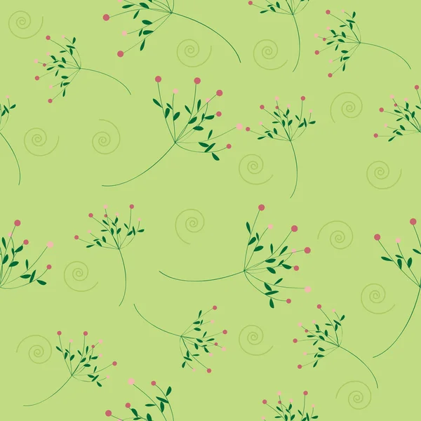 Modèle de fleur sans couture fond vert, vecteur — Image vectorielle