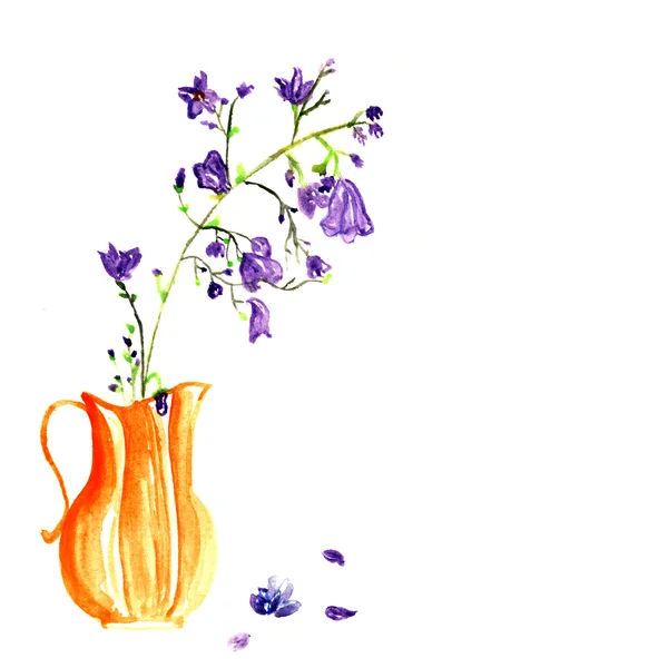 Vacker akvarell lila blomma — Stockfoto