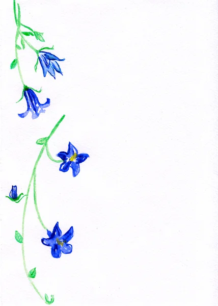 Mooie aquarel Blauwe bloem — Stockfoto