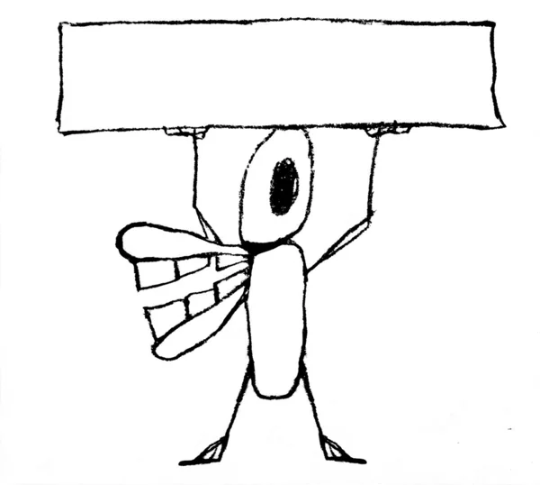 Забавный Карахтер с баннером — стоковое фото