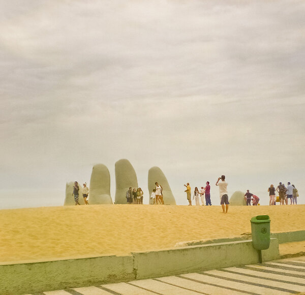 Tourist at the Beach of Punta del Este