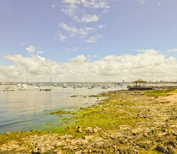 Bateaux et paysage naturel sur la côte — Photo