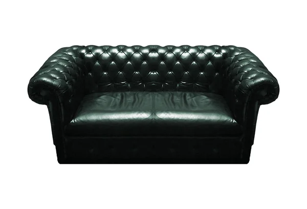 Canapé isolé en cuir noir — Photo