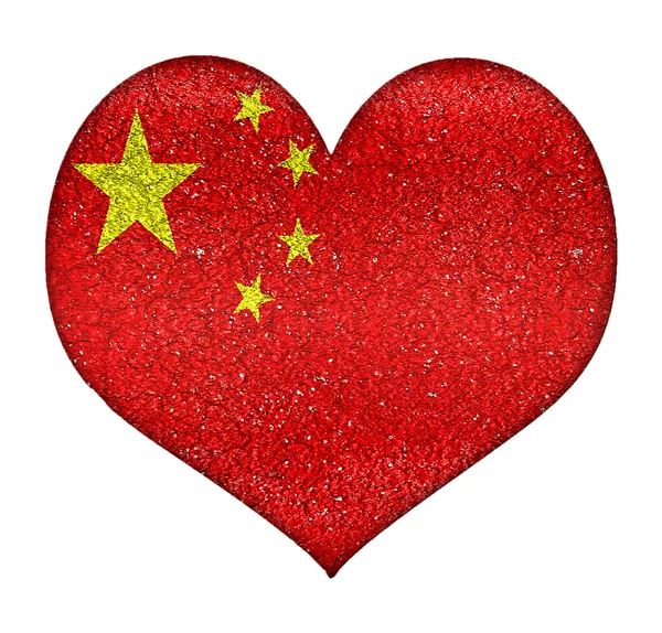 Drapeau en forme de coeur grunge de Chine — Photo
