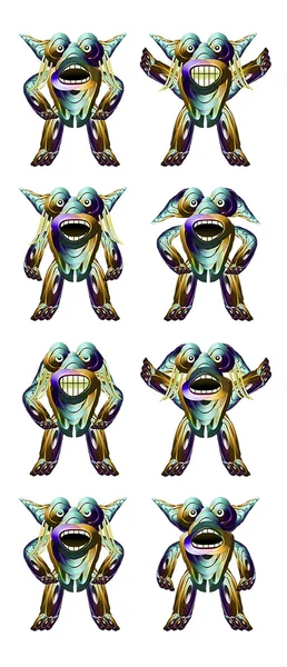 Futuristic Alien Character Full Body Expressions