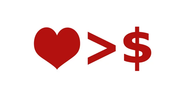 Láska je důležitější než peníze koncept ilustrace — Stockfoto