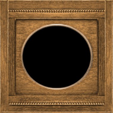 ahşap malzeme daire fotoğraf çerçevesi mock-up