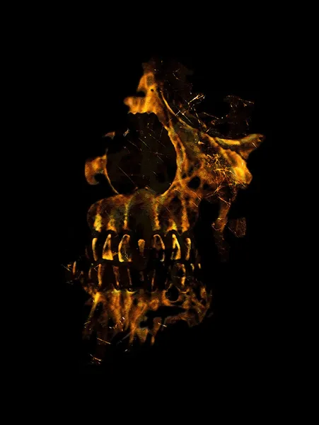 Skull Burning Digital Collage Ilustración — Foto de Stock