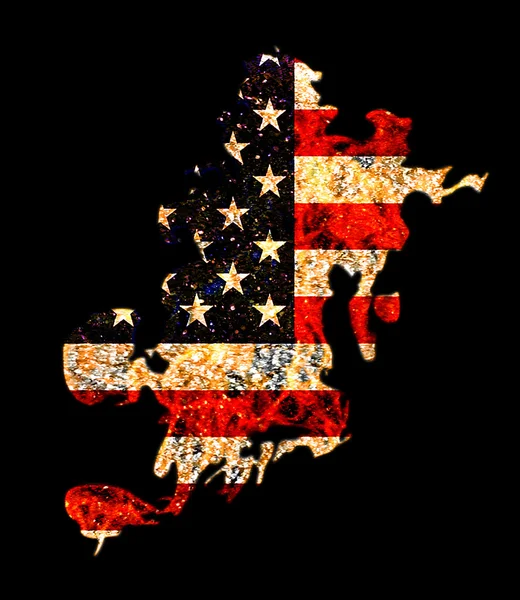 Флаг США в форме пламени в стиле гранжа — стоковое фото