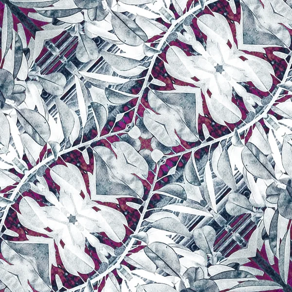 冷たいトーンの花のコラージュのパターン — ストック写真