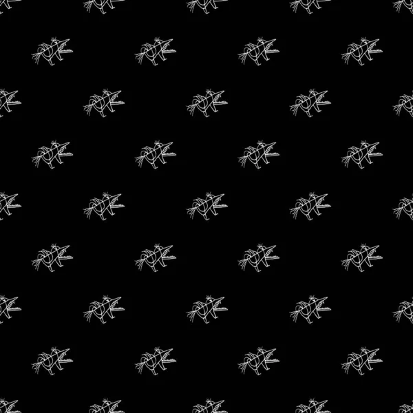Monster Vogels Zwart Wit Potlood Schetsmatige Stijl Illustratie Motief Naadloos — Stockfoto
