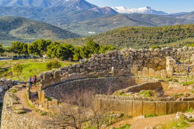 Antik Mycenae şehrinde gündüz manzarası, peloponez, Yunan