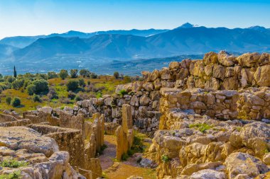 Antik Mycenae şehrinde gündüz manzarası, peloponez, Yunan